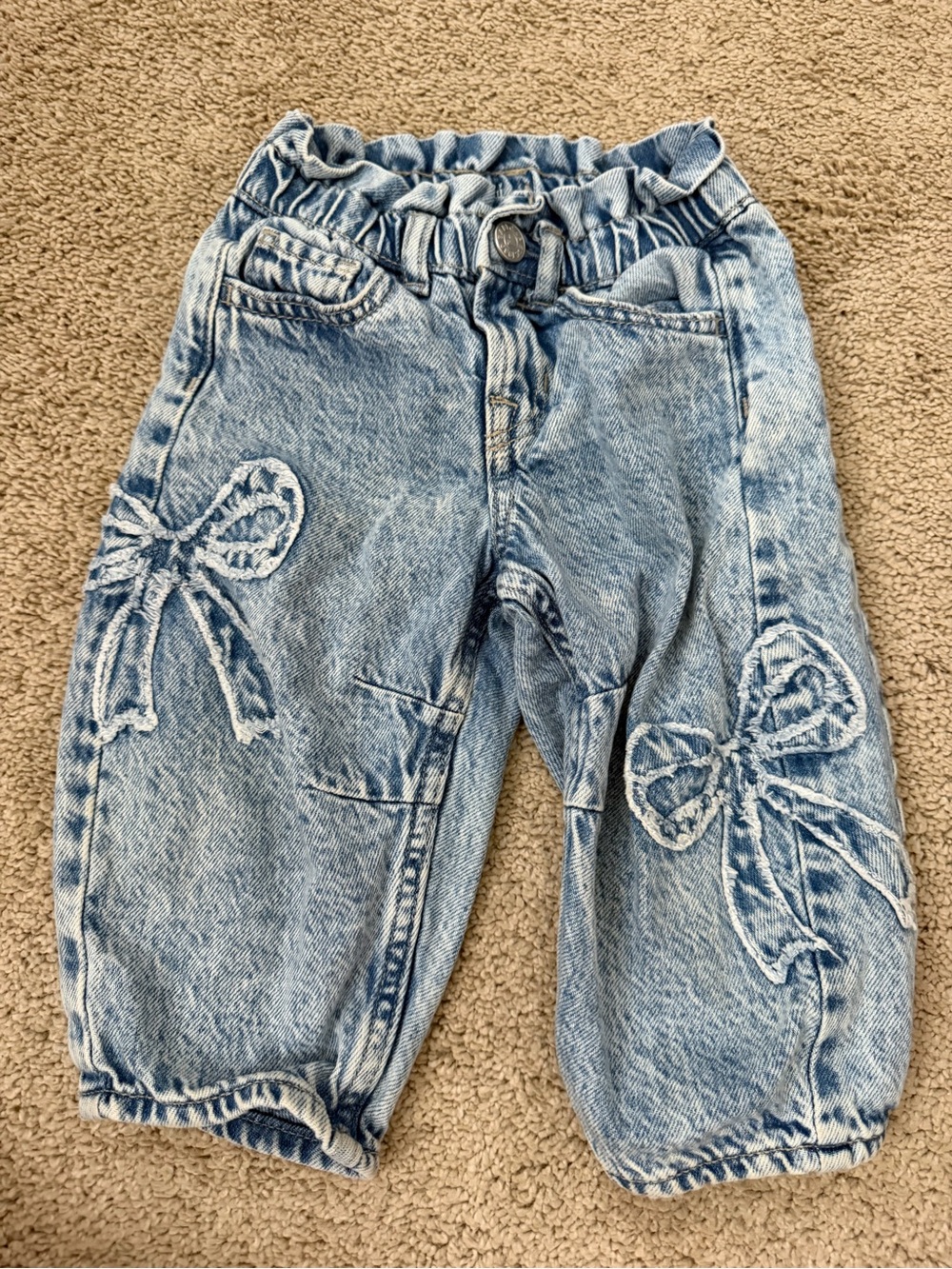 Baby GAP Light Blue Denim Bow-Trim Horseshoe Jeans 18-24 months